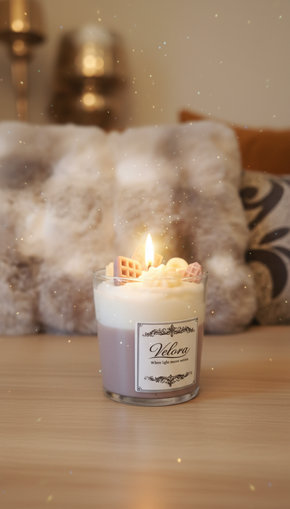 Χειροποίητο κερί σόγιας Velora Candles με premium άρωμα Dolce Gabbana και Brownies