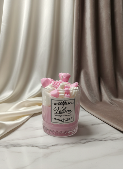 Χειροποίητο Κερί Σόγιας Pink Love – Romantic Dessert Candle Velora Candles